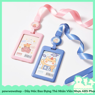 Dây Tơrua Kéo Rút Kèm Bao Đựng Thẻ Nhân Viên Dọc Nhựa ABS Phong Cách Hình Thú Animal Mèo Chó Cat Shiba Dog
