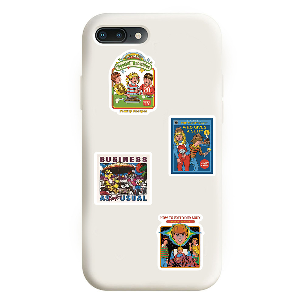 Sticker cute vintage dán trang trí set 45 nhãn dán dễ thương HD132-K50.