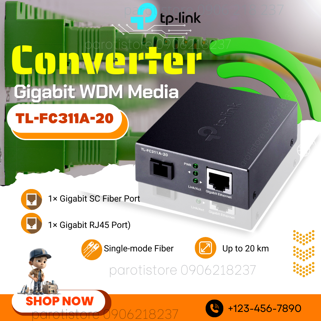 Bộ chuyển đổi quang điện Converter Gigabit WDM Media TP-Link TL-FC311A ...