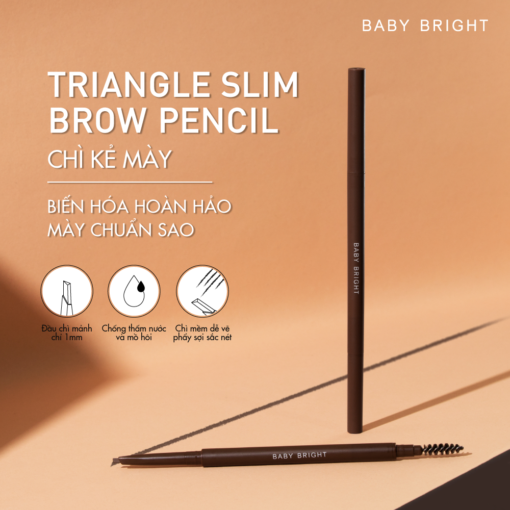 Ảnh Chì Kẻ Mày Tam Giác Chống Thấm Nước Baby Bright Triangle Slim Brow Pencil 4 Colors 0.7g 2