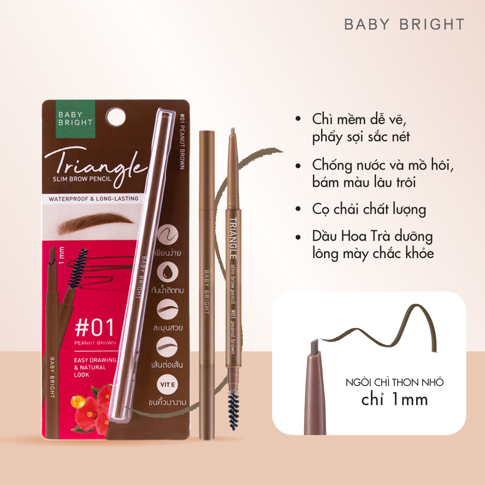 Ảnh Chì Kẻ Mày Tam Giác Chống Thấm Nước Baby Bright Triangle Slim Brow Pencil 4 Colors 0.7g 3