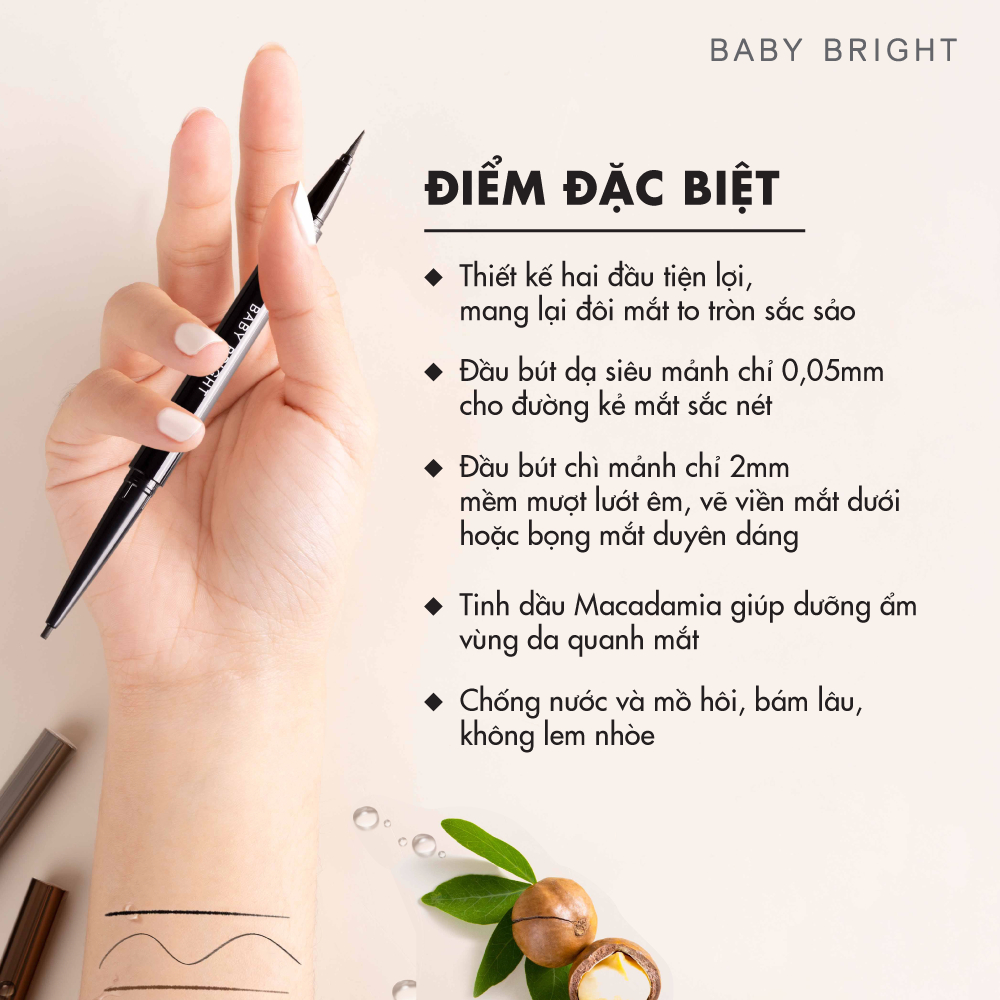 Ảnh Bút Kẻ Mắt 2 Đầu Siêu Mảnh Baby Bright Up And Down Duo Eyeliner 2 Colors 0.1g+0.35g 4