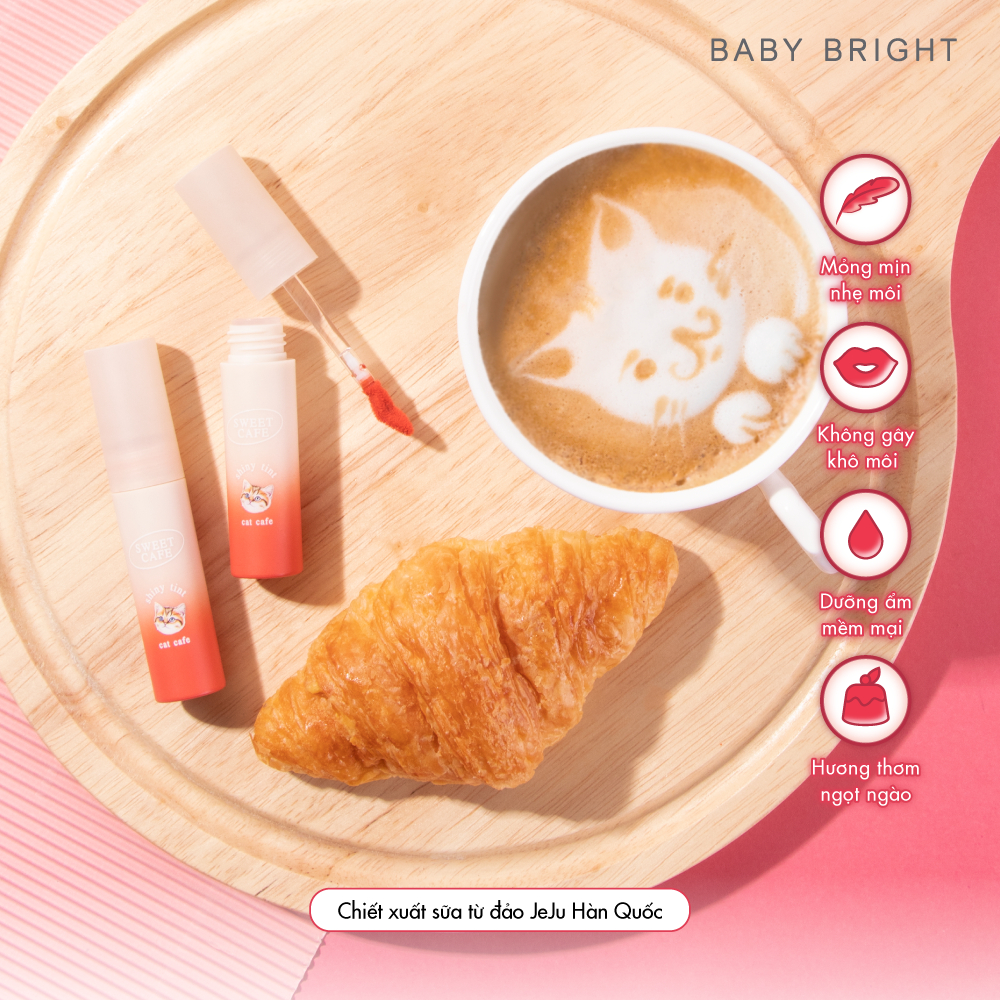 Ảnh Son Tint Bóng Baifern Căng Bóng Không Bết Dính Baby Bright Sweet Cafe Shiny Tint 6 Colors 2.8g 4