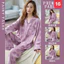 Bộ ngủ pijama nữ dài tay hàng Quảng Châu CÀI CÚC CHẤT THUN MỊN LÌ có bigsize
