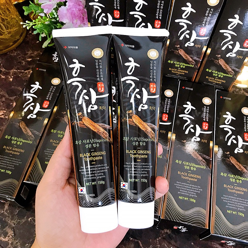 Kem Đánh Răng Hàn Quốc Hắc Sâm Hanil Black Ginseng Toothpaste 150g ,Chống Viêm Nứu, Sâu Răng Hanil