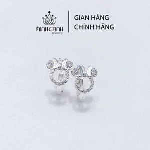 Bông Tai Bạc Chuột Mickey Khóa Bấm - Minh Canh Jewelry