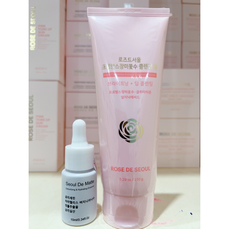 Combo Sữa rửa mặt Rose de Seoul 150g và Thải độc da seoul de matte 10ml IS415