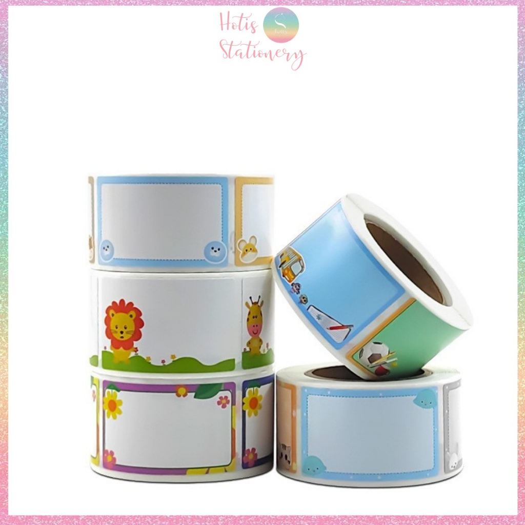 [HOTIS] 25 MẪU - Cuộn 250 sticker tem nhãn dán ghi tên dán sách vở ...