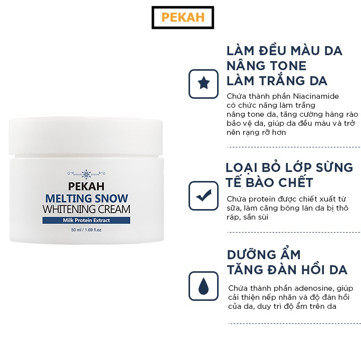 Ảnh Kem Nâng Tone Dưỡng Trắng Làm Đều Màu Da PEKAH Melting Snow Whitening Cream 50ml 1