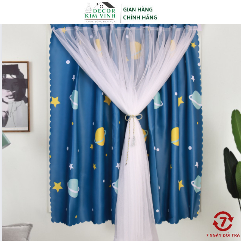 Rèm Khoen Lỗ, Khoen Ri Đô, Rèm Dán Hai Lớp VŨ TRỤ XANH Decor Kim Vinh ...