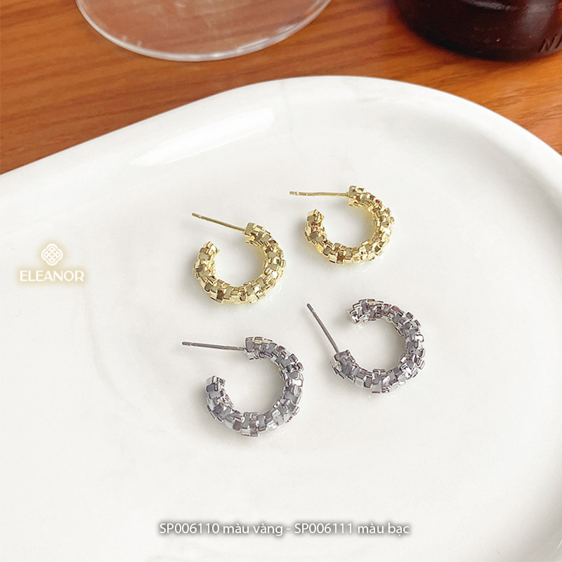 Bông tai nữ chuôi bạc 925 Eleanor Accessories vòng tròn khuyên tai basic phụ kiện trang sức 6110