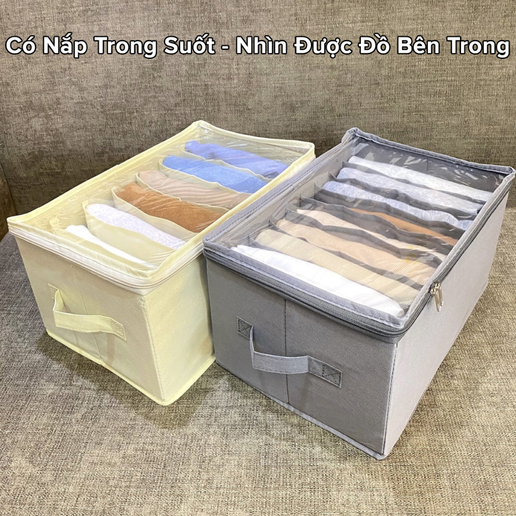 Ảnh Hộp Vải Đựng Đồ 9 Ngăn Có Nắp Có Khóa Đa Năng – Khay Để Quần Áo Tất Đồ Lót Vải Oxford Nhiều Ngăn Chính Hãng Amalife 3