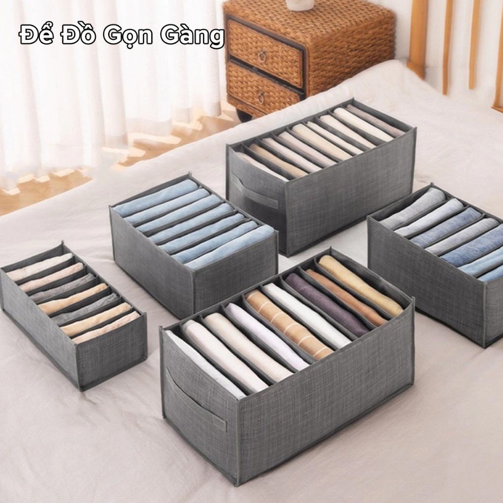 Ảnh Hộp Vải Đựng Đồ 9 Ngăn Có Nắp Có Khóa Đa Năng – Khay Để Quần Áo Tất Đồ Lót Vải Oxford Nhiều Ngăn Chính Hãng Amalife 4