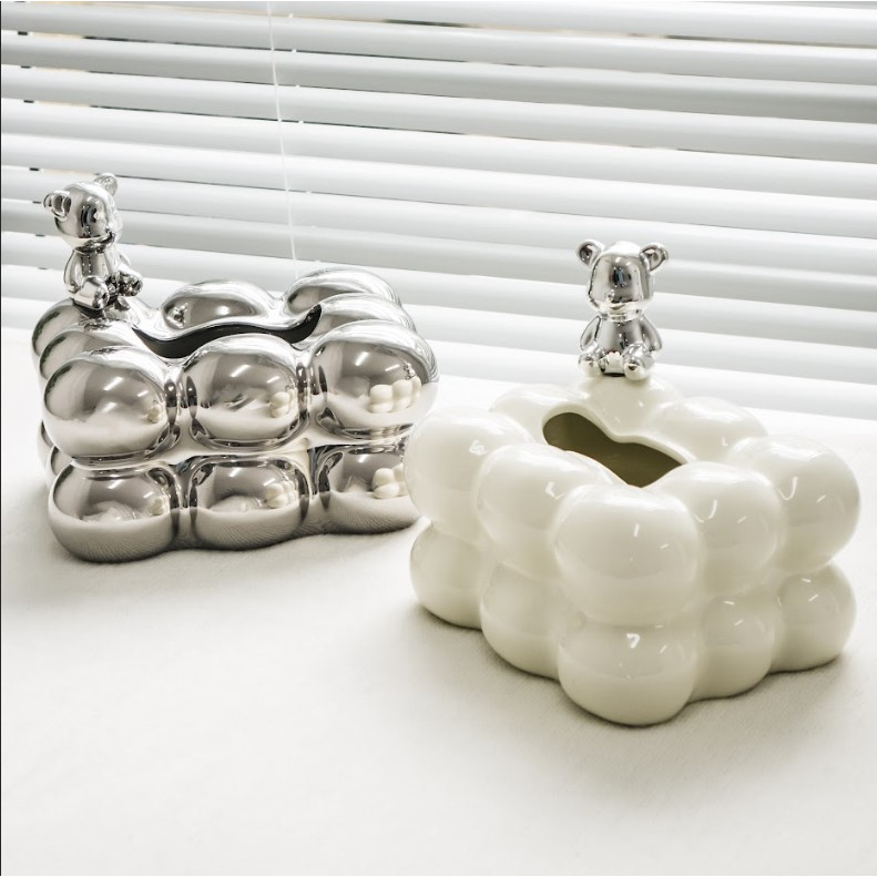 Hộp Đựng Khăn Giấy Marshmallow Gốm Sứ Cao Cấp Phong Cách Châu Âu Sang Trọng