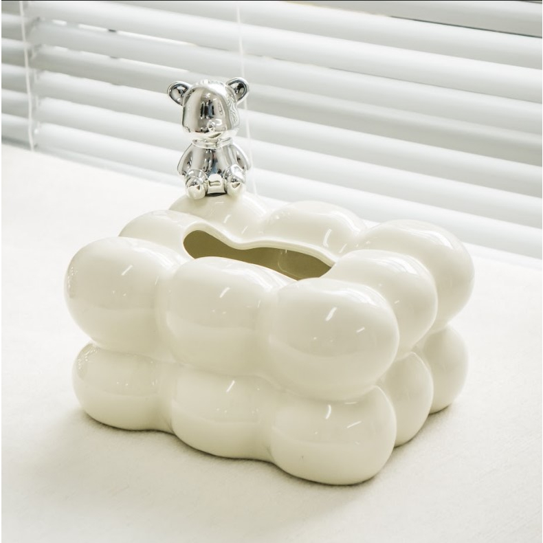Hộp Đựng Khăn Giấy Marshmallow Gốm Sứ Cao Cấp Phong Cách Châu Âu Sang Trọng