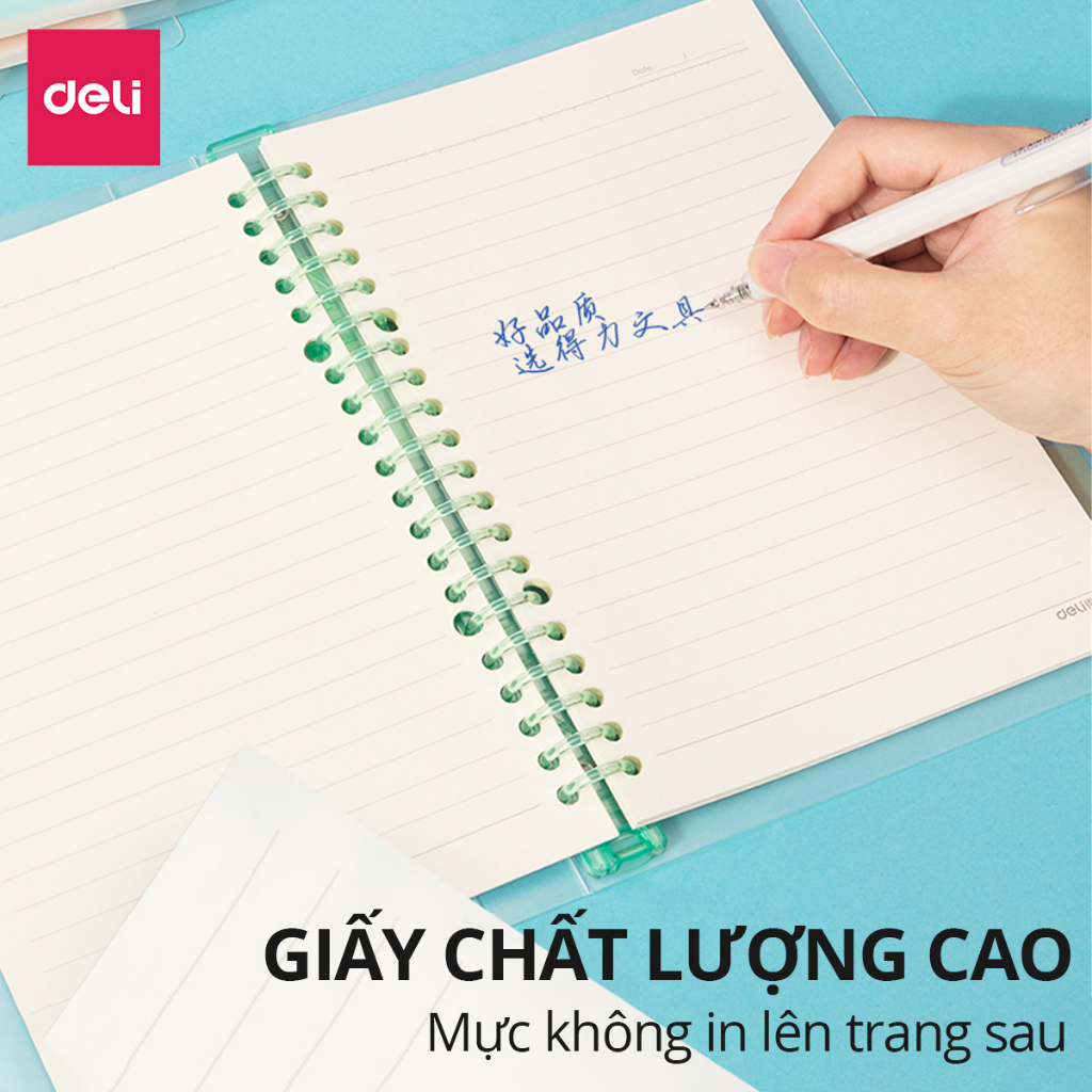 Sổ Còng Binder Kẻ Ngang B5 Màu Pastel Deli - 120 Trang Giấy Chống Lóa - Học Sinh, Văn Phòng Ghi Chép Takenote Planner
