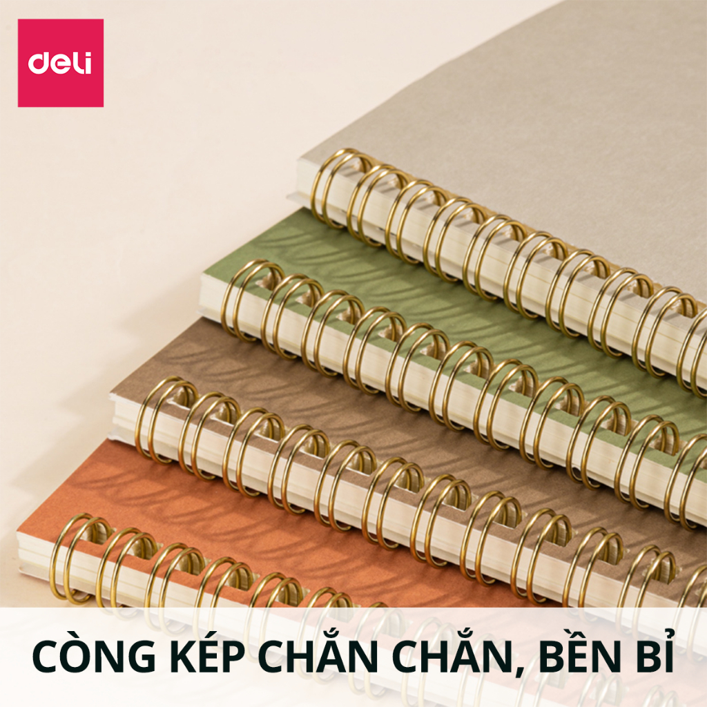 Sổ lò xo gáy xoắn One Piece A5 kẻ ngang Deli - 120 trang - Giấy chống lóa họa tiết tinh nghich Phù hợp cho học sinh