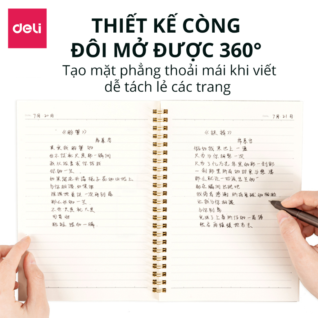 Sổ lò xo gáy xoắn One Piece A5 kẻ ngang Deli - 120 trang - Giấy chống lóa họa tiết tinh nghich Phù hợp cho học sinh