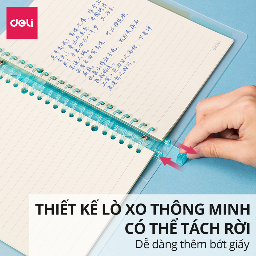 Sổ Còng Binder Kẻ Ngang B5 Màu Pastel Deli - 120 Trang Giấy Chống Lóa - Học Sinh, Văn Phòng Ghi Chép Takenote Planner