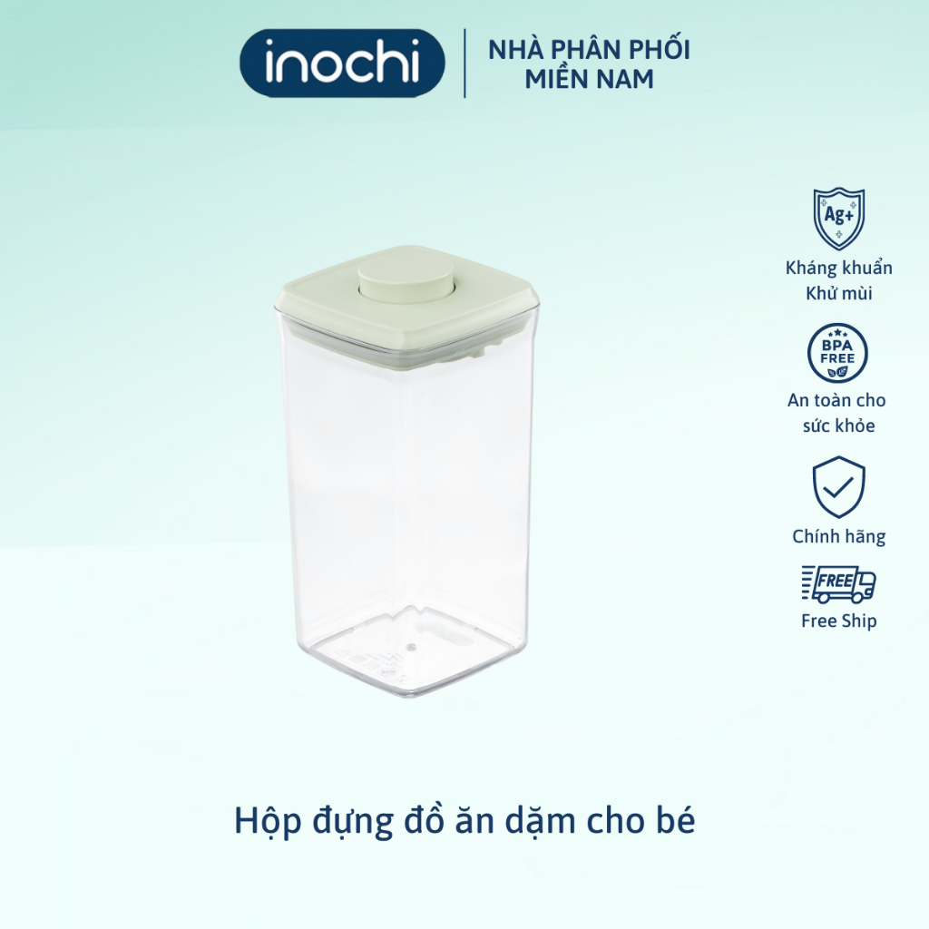 Ảnh Hộp đựng đồ ăn dặm Inochi, thiết kế bấm nút chống ẩm, ngăn côn trùng, Kèm muỗng 2