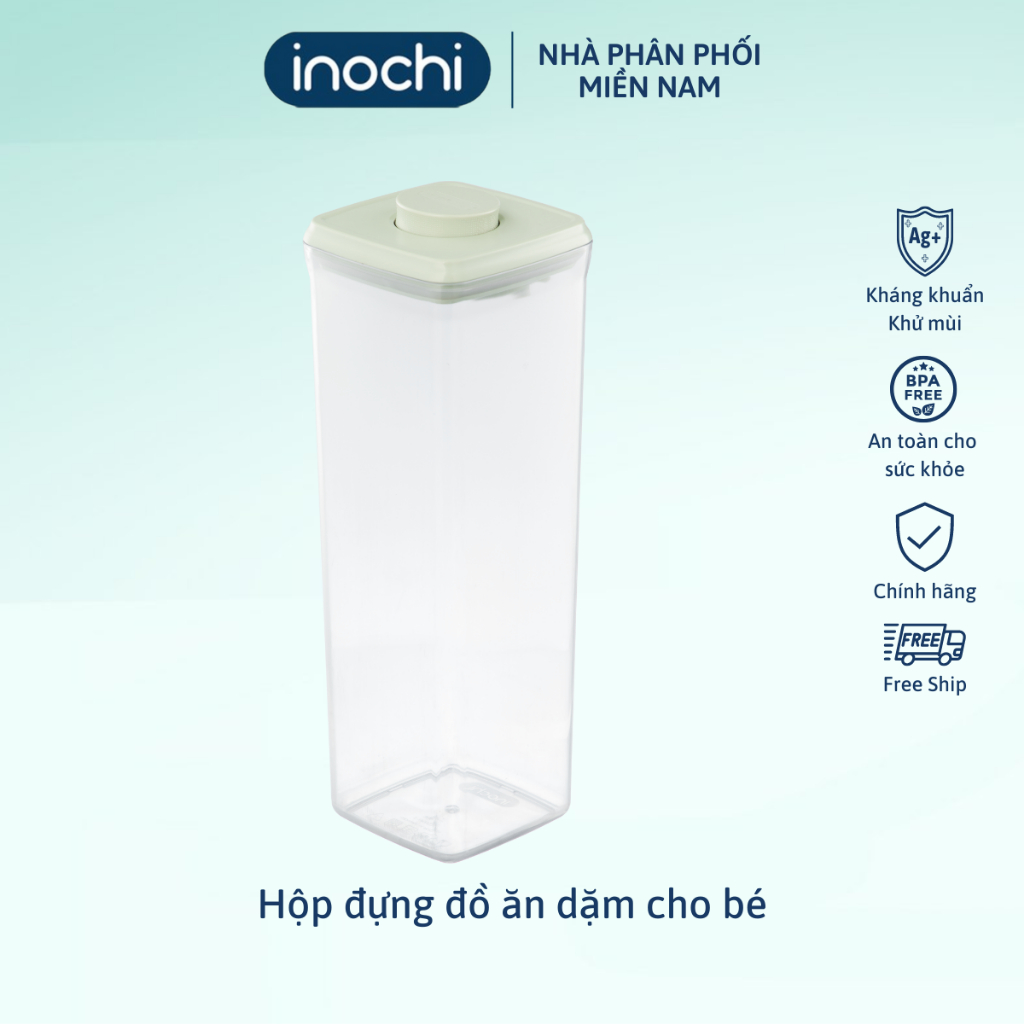 Ảnh Hộp đựng đồ ăn dặm Inochi, thiết kế bấm nút chống ẩm, ngăn côn trùng, Kèm muỗng 3