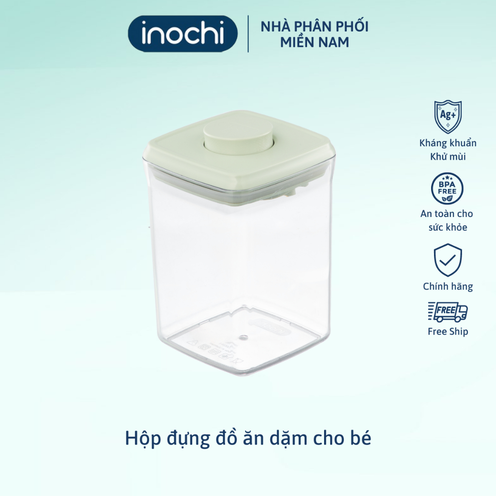Ảnh Hộp đựng đồ ăn dặm Inochi, thiết kế bấm nút chống ẩm, ngăn côn trùng, Kèm muỗng 4