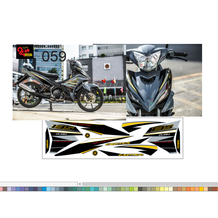 tem rời exciter 135 cao cấp đa dạng màu sắc
