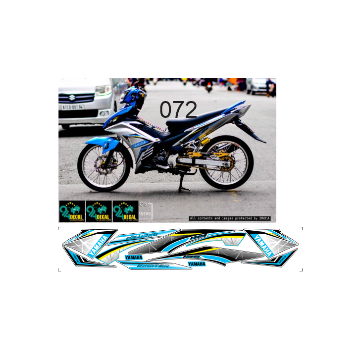 tem rời exciter 135 cao cấp đa dạng màu sắc