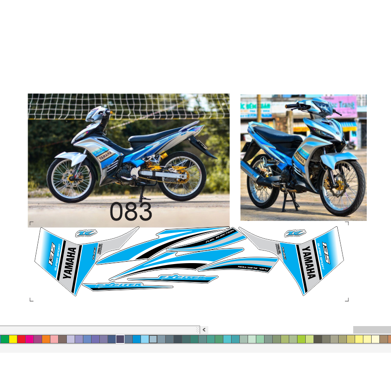 tem rời exciter 135 cao cấp đa dạng màu sắc