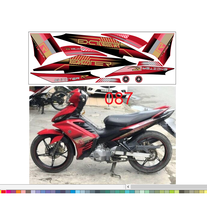 tem rời exciter 135 cao cấp đa dạng màu sắc