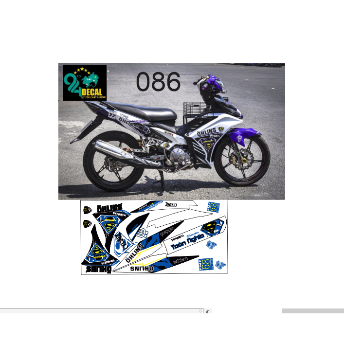 tem rời exciter 135 cao cấp đa dạng màu sắc