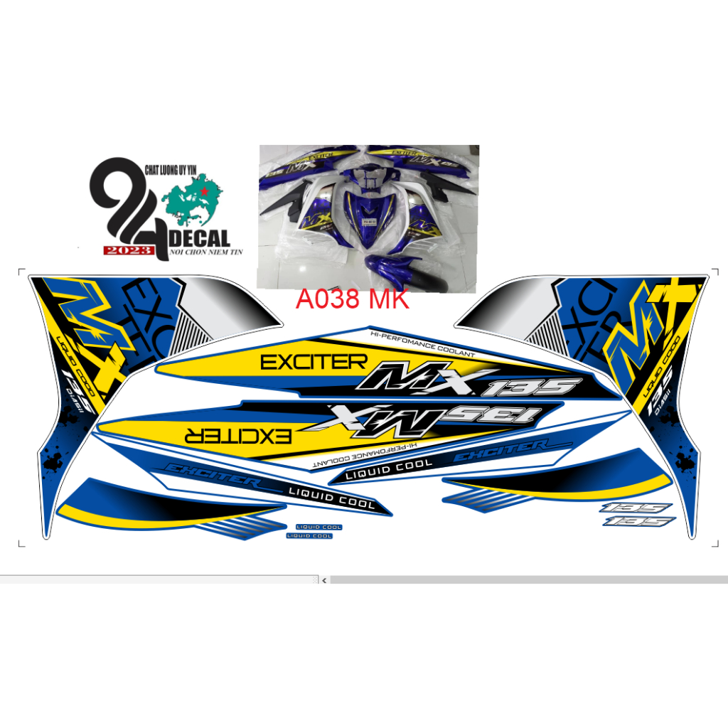 tem rời exciter 135 cao cấp đa dạng màu sắc