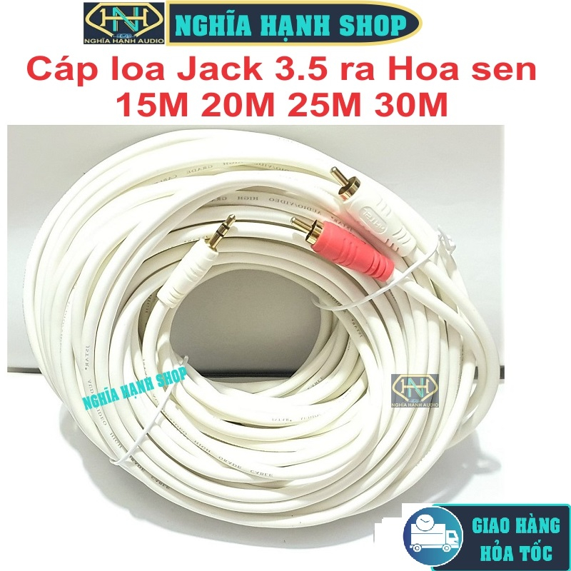 Dây loa Jack 3.5 ra 2 hoa sen dài 15M 20M 25M 30M Chống nhiễu - Cáp loa ...
