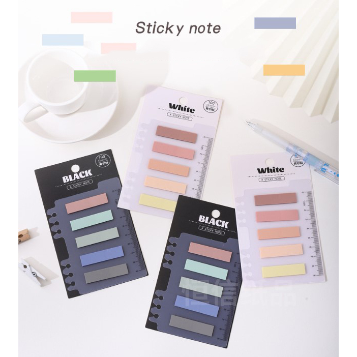 Giấy Note Ghi Chú Sticky Note 5 Màu 100 tờ kèm thước 9cm, giấy đánh dấu ...