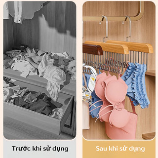 Móc treo gỗ 8 mắc treo đồ đa năng áo lót túi cà vạt thắt lưng tiện dụng #A195