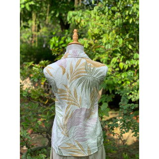 [JUNE LINEN] A14 - Áo sơ mi sát nách nữ họa tiết, Vải LINEN TƯNG PREMIUM.
