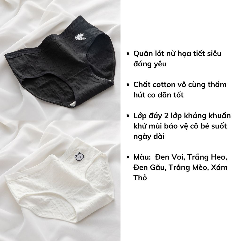 Quần lót nữ cotton cao cấp kháng khuẩn khử mùi cạp vừa tôn dáng họa tiết cute dễ thương LANIXA LA68
