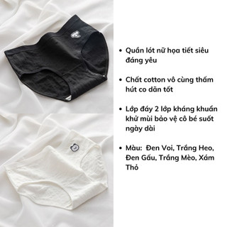 Combo 5 Quần lót nữ cotton cao cấp kháng khuẩn khử mùi cạp vừa tôn dáng họa tiết cute DEVARI LA68