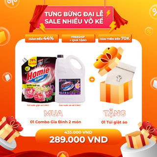 (Combo 2 món) 1 Túi Nước Giặt 3,9kg + 1 Can Nước Xả Vải 3,5kg HOMIE EXPERT