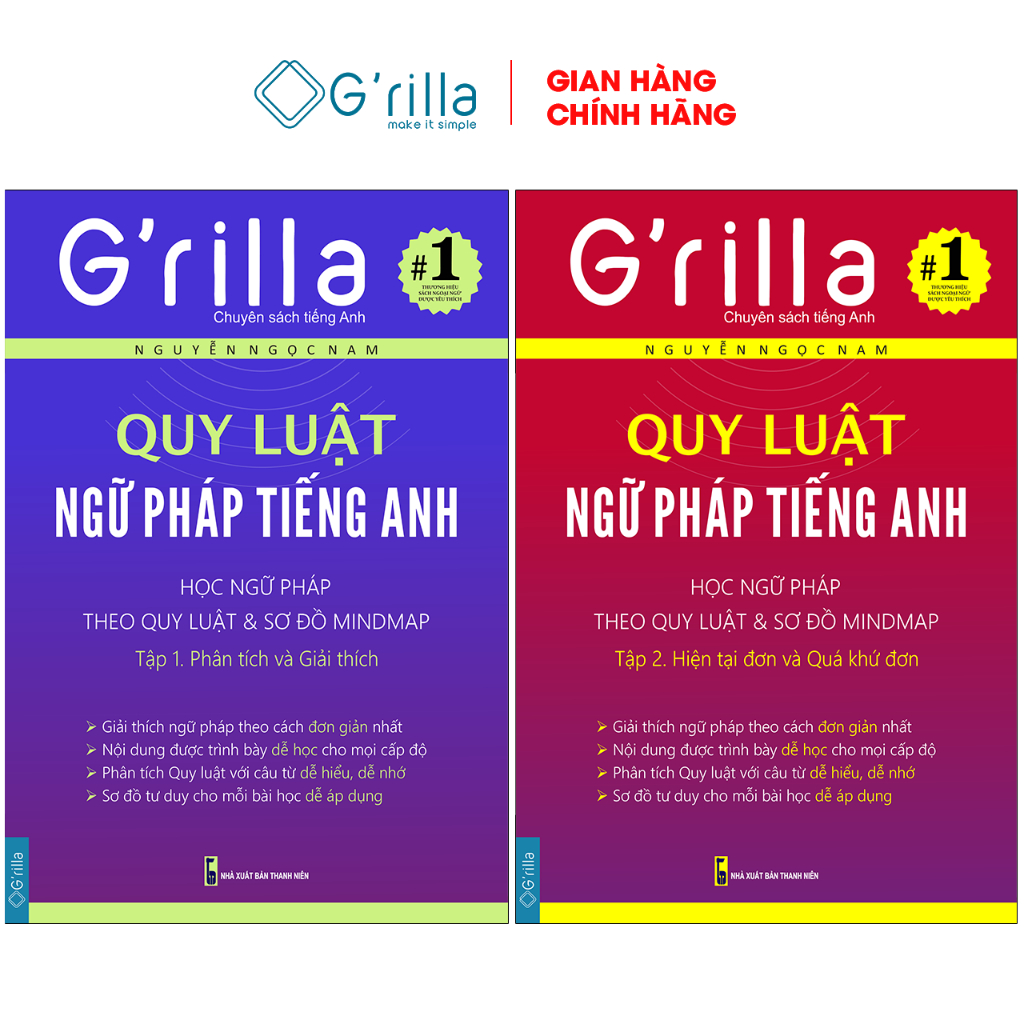 Ảnh Sách - Combo Quy luật ngữ pháp tiếng Anh Grilla Tập 1 và 2, kèm quà tặng 1