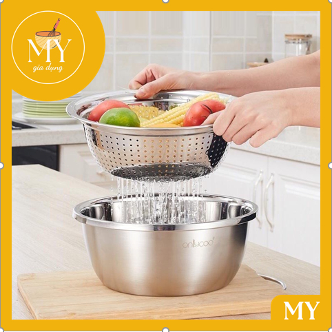 Thau - Rổ  inox 304,sâu lòng - thau trộn inox siêu dày dặn Cao Cấp 22cm đến 32cm