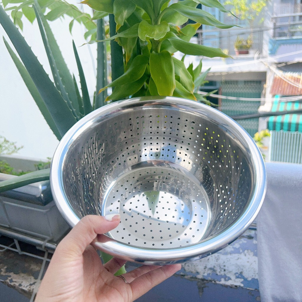 Thau - Rổ  inox 304,sâu lòng - thau trộn inox siêu dày dặn Cao Cấp 22cm đến 32cm