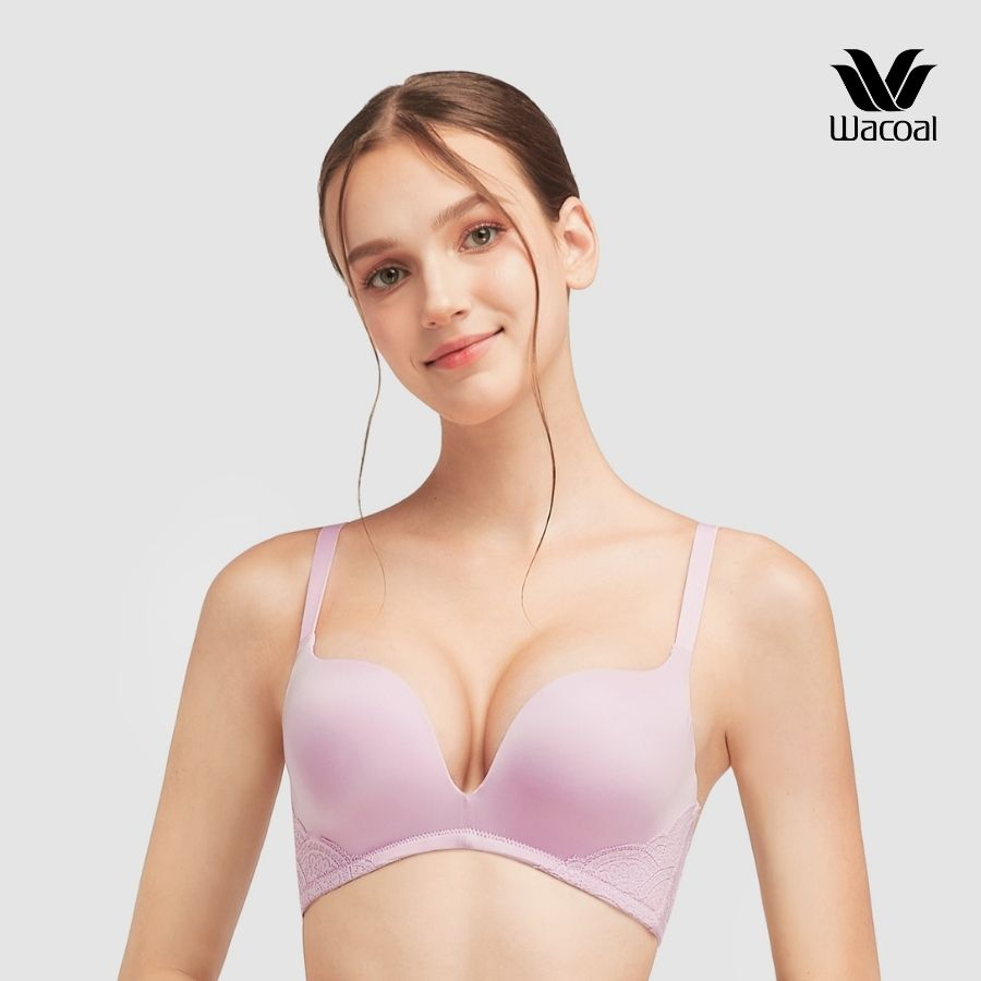 Áo lót Wacoal IIB3208 không gọng, khoét sâu, nâng vừa, trơn, mút 2cm, ren bản lưng cánh tiên - IB3208