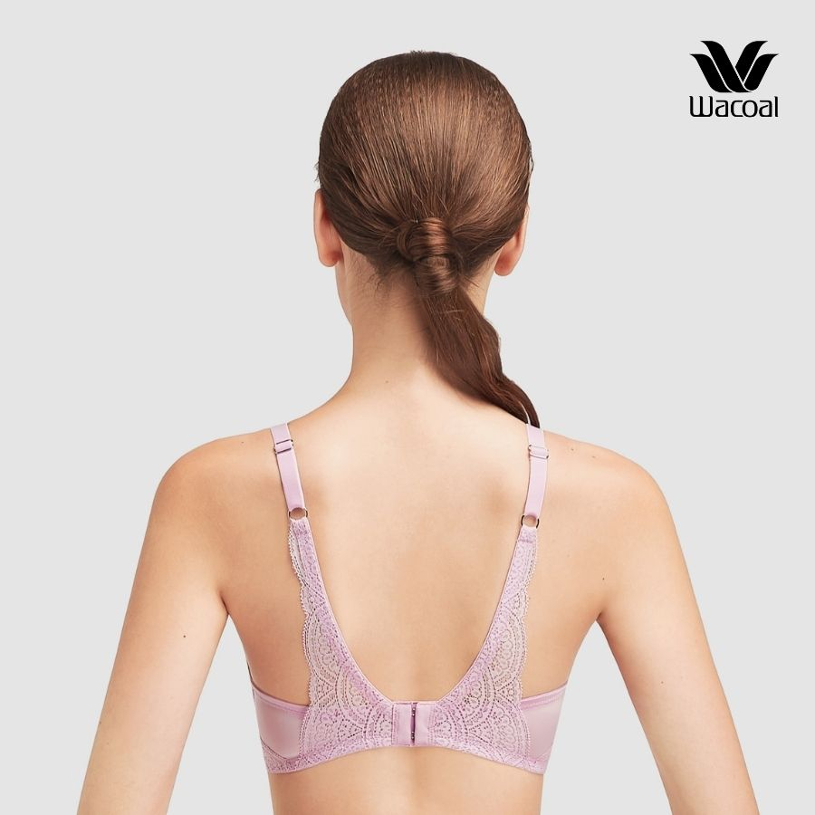 Áo lót Wacoal IIB3208 không gọng, khoét sâu, nâng vừa, trơn, mút 2cm, ren bản lưng cánh tiên - IB3208