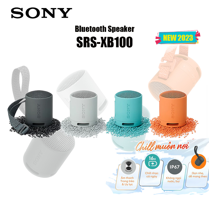 Ảnh Loa Bluetooth Mini Chống Nước Sony XB100, Nhỏ Gọn Cá Tính - Âm Bass Mạnh Mẽ Sôi Động (SRS-XB100) 1