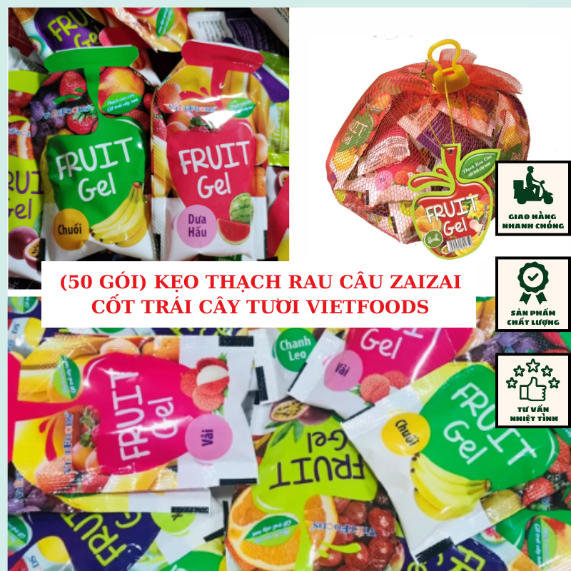 1 túi 850g (50 gói) Kẹo Thạch rau câu zaizai cốt trái cây tươi ...