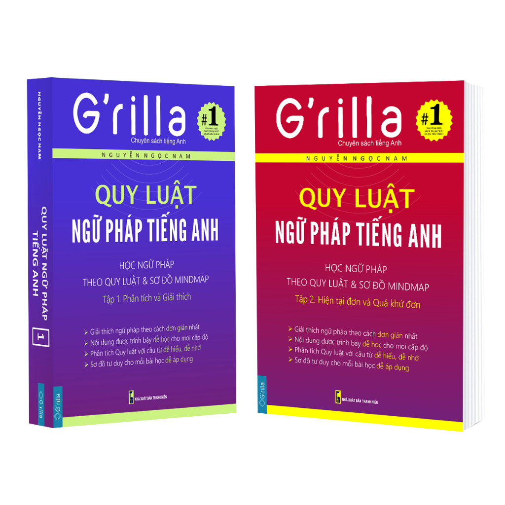 Ảnh Sách - Combo Quy luật ngữ pháp tiếng Anh Grilla Tập 1 và 2, kèm quà tặng 2