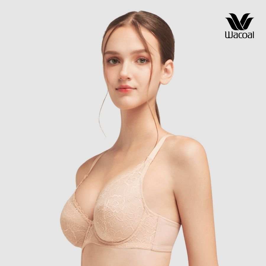 Áo ngực nữ Wacoal ILB4098 không mút nâng ngực nhẹ có gọng chống tuột, Áo lót ren Bigsize dây đeo điều chỉnh - LB4098