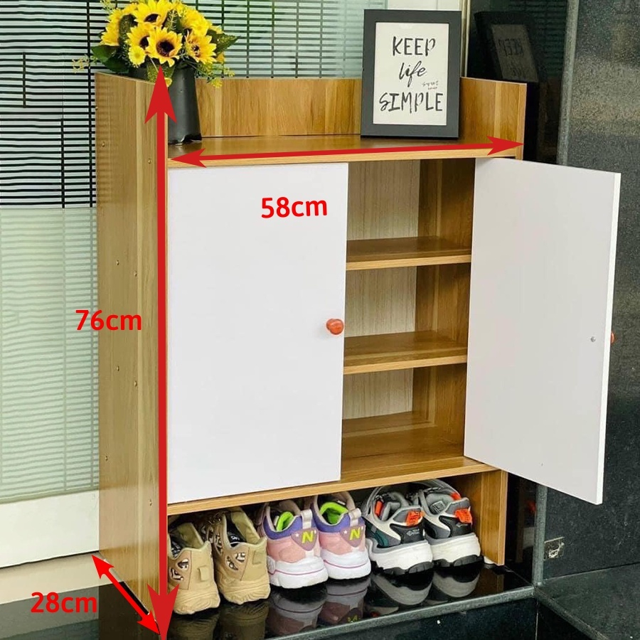 Tủ Giày Dép Gỗ 3 Tầng Cao 80 Rộng 80cm, Kệ Gỗ MDF Nhập Khẩu Cao Cấp Chống Ẩm, Để Chung Cư, Nhà Ở, Tiện Ích