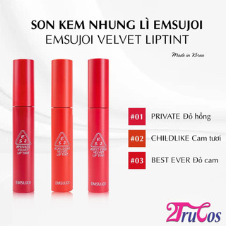 Son kem lì nhung Emsujoi Velvet Liptint 4ml (dưỡng mịn môi, bền màu với 3 tông thời trang) 2Trucos